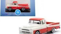 1957 Dodge D100 Sweptside Pickup Truck Diecast Model 1/87 Scale - Tropical Coral & Glacier White by Oxford Diecast