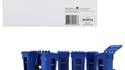 Miniature Blue Trash Bin Set 1/34 Scale Models by First Gear - Set of 6
