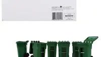 Miniature Green Trash Bin Set: 1/34 Scale Model by First Gear - Set of 6