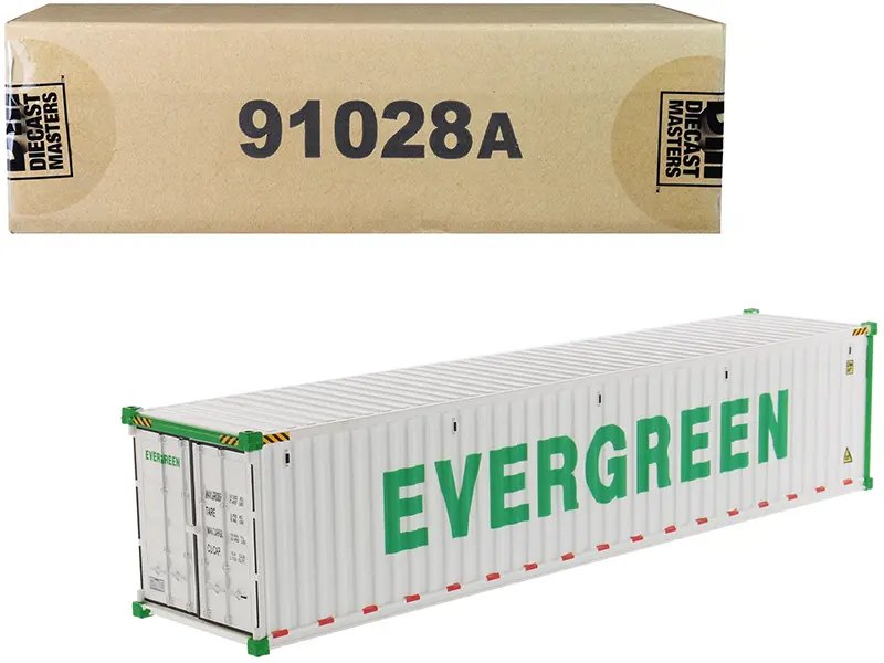 Diecast Masters 1/50 EverGreen 40′ White Refrigerated Sea Container Model – Transport Series