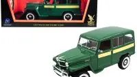 1955 Willys Jeep Station Wagon 1/18 Diecast Model Car - Green & Yellow by Road Signature