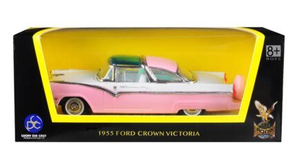 1955 Ford Crown Victoria Pink & White 1/43 Diecast Model Car by Road Signature