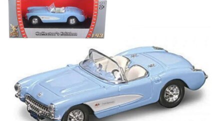1957 Chevrolet Corvette Blue 1/43 Diecast Model Car by Road Signature - Collectible Classic