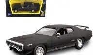 1971 Plymouth GTX Matt Black 1/43 Diecast Model Car by Road Signature - Collectible Classic