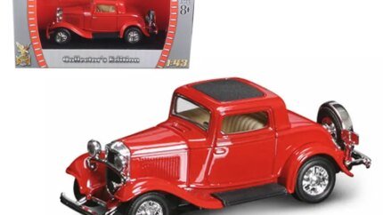 1932 Ford 3-Window Coupe Red 1/43 Diecast Model Car by Road Signature - Collectible Classic