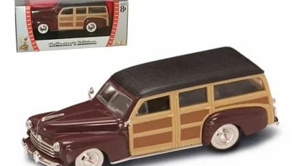 1948 Ford Woody Burgundy 1/43 Diecast Model Car by Road Signature - Collectible Classic