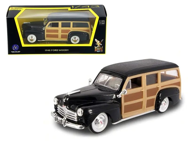 1948 Ford Woody Wagon Black 1/43 Diecast Model Car by Road Signature – Collectible Classic