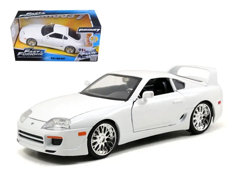 Diecast Model Cars wholesale toys dropshipper drop shipping Brian's Toyota Supra White "Fast & Furious" Movie 1/24 Jada 97375 drop shipping wholesale drop ship drop shipper dropship dropshipping toys dropshipper diecast drop shipper dropshippers. Brian's White Toyota Supra: Experience the Fast and Furious Legend