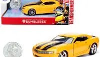 2006 Chevrolet Camaro Bumblebee Transformers Diecast Model with Robot & Coin by Jada - 1/24 Scale