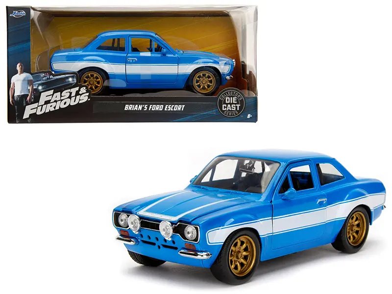 Diecast Model Cars wholesale toys dropshipper drop shipping 1970 Brian's Ford Escort Blue White Stripes Fast Furious Movie 1/24 Jada 99572 drop shipping wholesale drop ship drop shipper dropship dropshipping toys dropshipper diecast drop shipper drop 1970 Brian's Ford Escort: Iconic Blue & White Stripes from 'Fast' Series