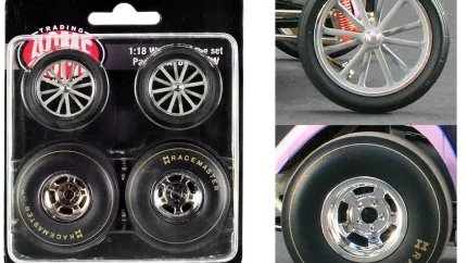 1/18 Scale Altered Dragster Chrome Wheels & Tires Set by ACME - Mondello & Matsubara