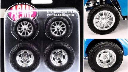 1940 Gasser 1/18 Scale Show Chrome Wheels & Tires Set by ACME – 4-Piece Model Accessory