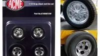 1932 Ford 3 Window 1/18 Chrome Drag Wheel & Tire Set by Acme - Set of 4