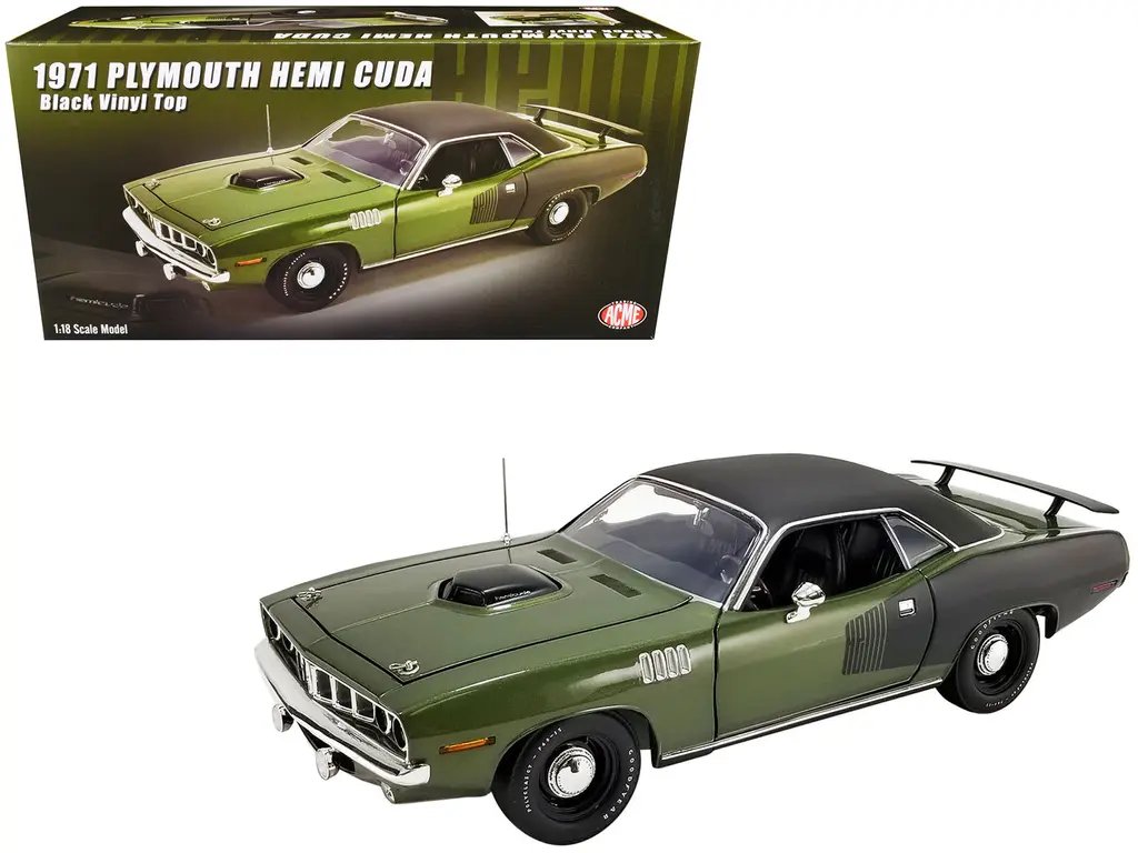 Limited Edition 1971 Plymouth Hemi Barracuda 1/18 Diecast Model - Ivy Green by ACME 3 Limited Edition 1971 Plymouth Hemi Barracuda 1/18 Diecast Model - Ivy Green by ACME - Image 3