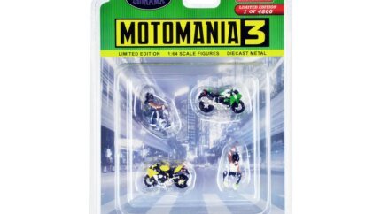 Limited Edition Motomania 3 Diecast Set: 1/64 Scale Figures & Motorcycles by American Diorama