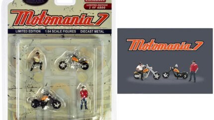 Limited Edition Motomania 7 Diecast Set: 1/64 Scale Figures & Motorcycles by American Diorama