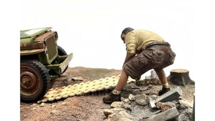 4X4 Mechanic Figure 2 with Board Accessory for 1/18 Scale Models by American Diorama - Enhance Your Diorama Collection