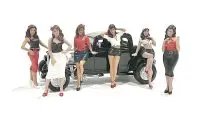 Collectible 1/24 Scale Pin-Up Girls Figure Set by American Diorama - 6 Piece Model Kit
