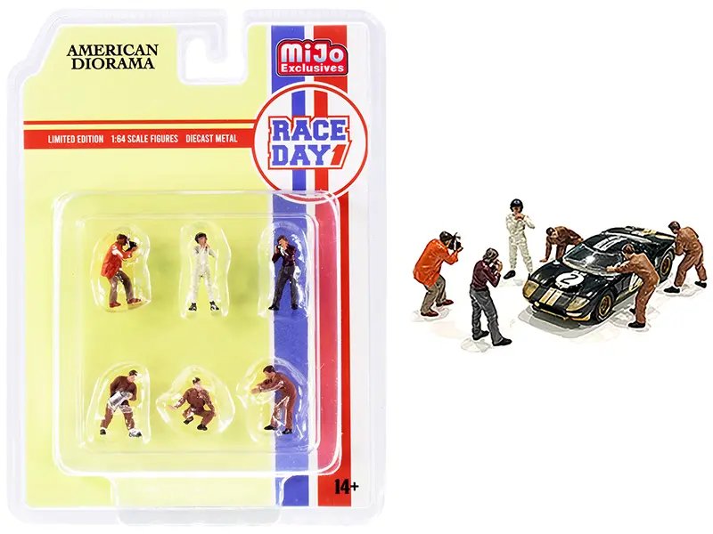 Race Day 1 Diecast Figurine Set – 6 Piece 1/64 Scale Models by American Diorama