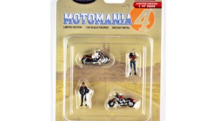 Limited Edition Motomania 4 Diecast Set: 1/64 Scale Figures & Motorcycles by American Diorama