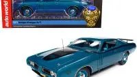 1971 Dodge Charger R/T 426 Hemi Diecast Model Car 1/18 - Blue Metallic by Auto World