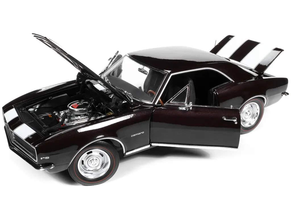1967 Chevrolet Camaro Z/28 Royal Plum with White Stripes “Muscle Car & Corvette Nationals” (MCACN) 1/18 Diecast Model Car by Auto World
