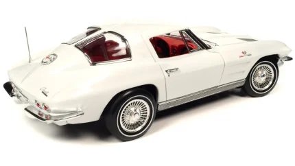 1963 Chevrolet Corvette Z06 Split-Window Coupe: Iconic Ermine White Muscle Car with Red Interior