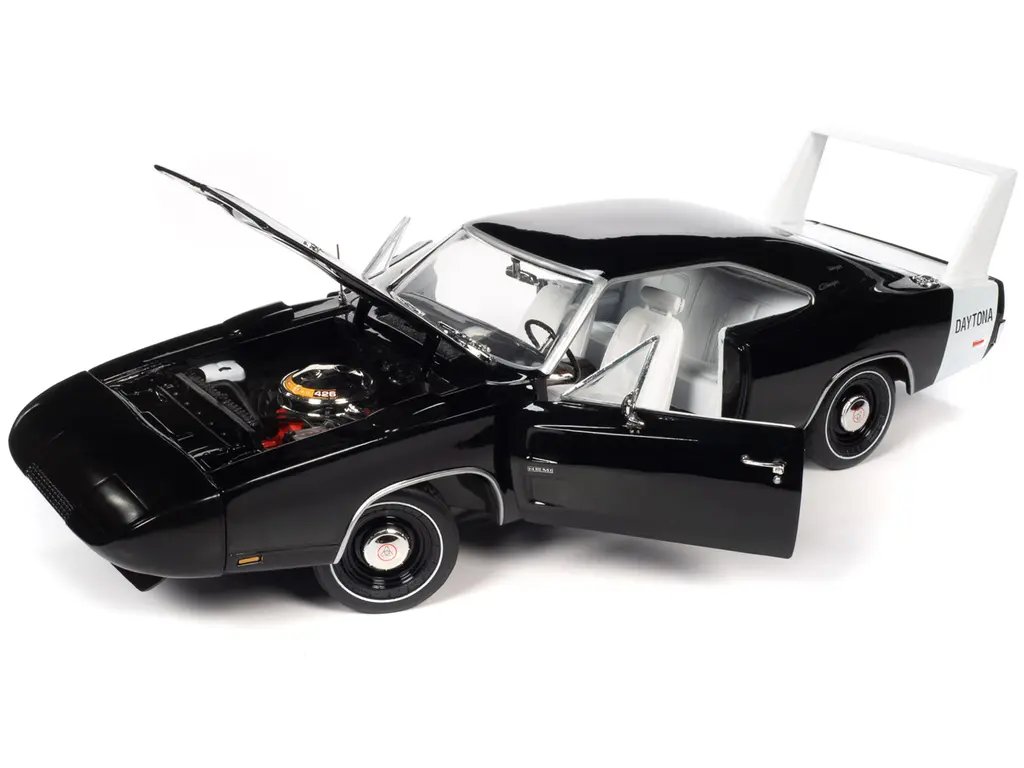 1969 Dodge Charger Daytona X9 Black 1/18 Diecast Model by Auto World - American Muscle Collectible 2 1969 Dodge Charger Daytona X9 Black 1/18 Diecast Model by Auto World - American Muscle Collectible - Image 2