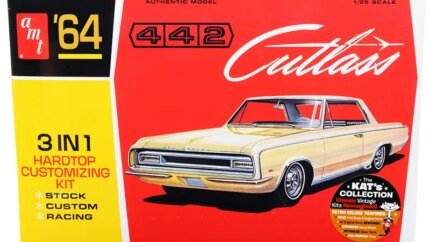 Skill 2 Model Kit 1964 Oldsmobile Cutlass 442 Hardtop 3-in-1 Kit 1/25 Scale Model by AMT