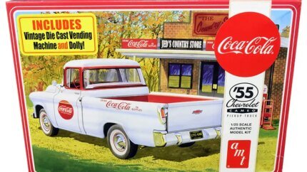 1955 Chevrolet Cameo Pickup Truck Coca-Cola Model Kit with Vintage Vending Machine - 1/25 Scale by AMT