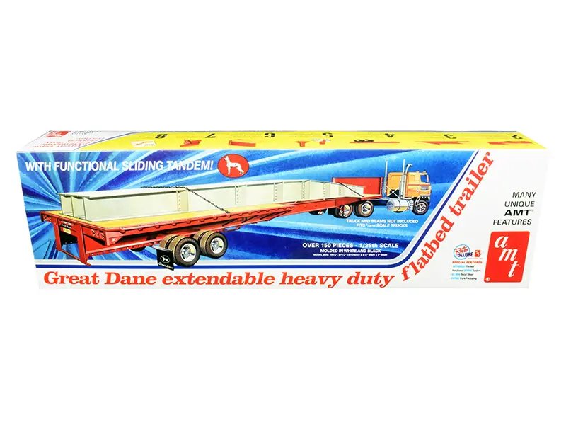 Build the AMT Skill 3 Great Dane Extendable Flat Bed Trailer 1/25 Scale Model Kit