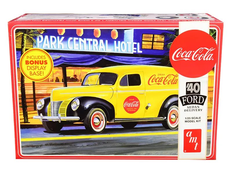 Build the Iconic 1940 Ford Sedan Delivery ‘Coca-Cola’ Model Kit by AMT – 1/25 Scale with Display Base