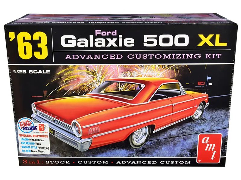 Build Your Dream: 1963 Ford Galaxie 500 XL 3-in-1 Model Kit by AMT – 1/25 Scale