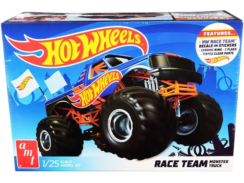 Skill 2 Model Kit Hot Wheels Race Team Monster Truck 1/25 Scale Model by AMT