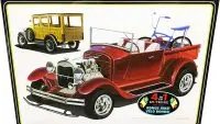 Skill 2 Model Kit 1929 Ford Woody Pickup 4-in-1 Kit with Bike 1/25 Scale Model by AMT