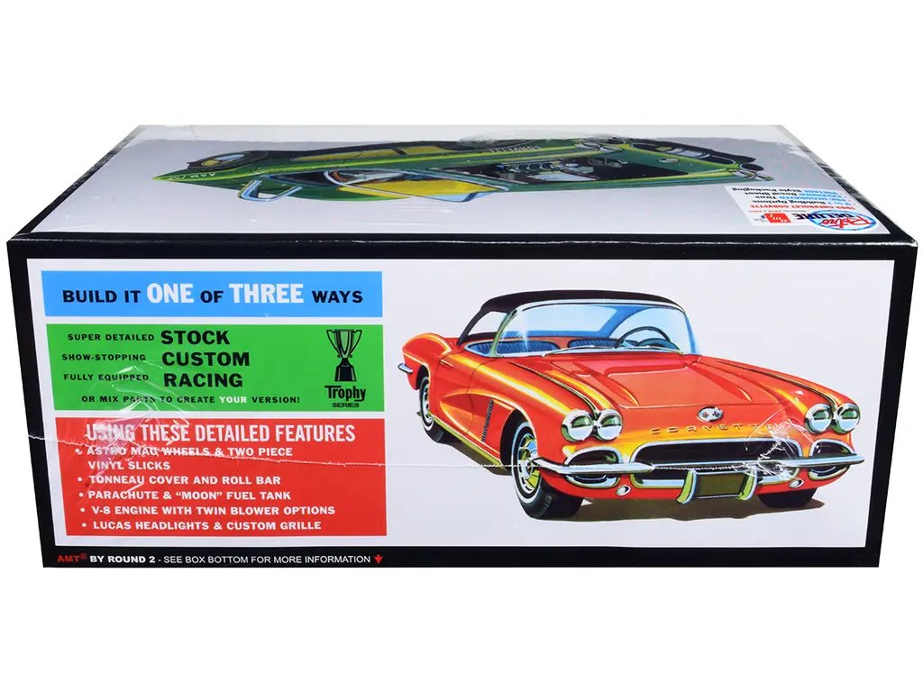 1962 Chevrolet Corvette 3-in-1 Model Kit 1/25 Scale by AMT – Skill Level 2 Classic Car Build