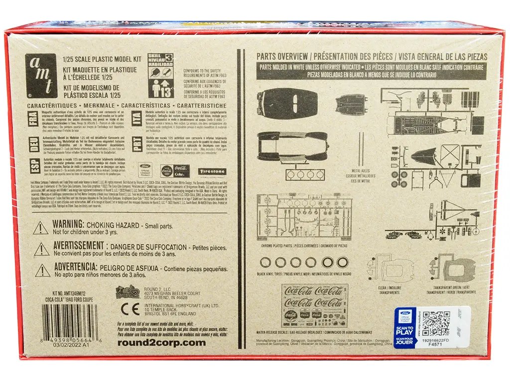 Skill 3 Model Kit 1940 Ford Coupe “Coca-Cola” 1/25 Scale Model by AMT