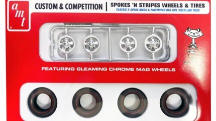 AMT Spokes ‘N Stripes 1/25 Scale Model Kit: 4-Piece Wheels & Tires Set