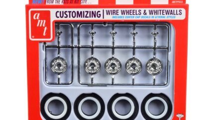 Enhance Your 1/25 Scale Models with AMT's Skill 2 Wire Wheels & Whitewall Tires Set
