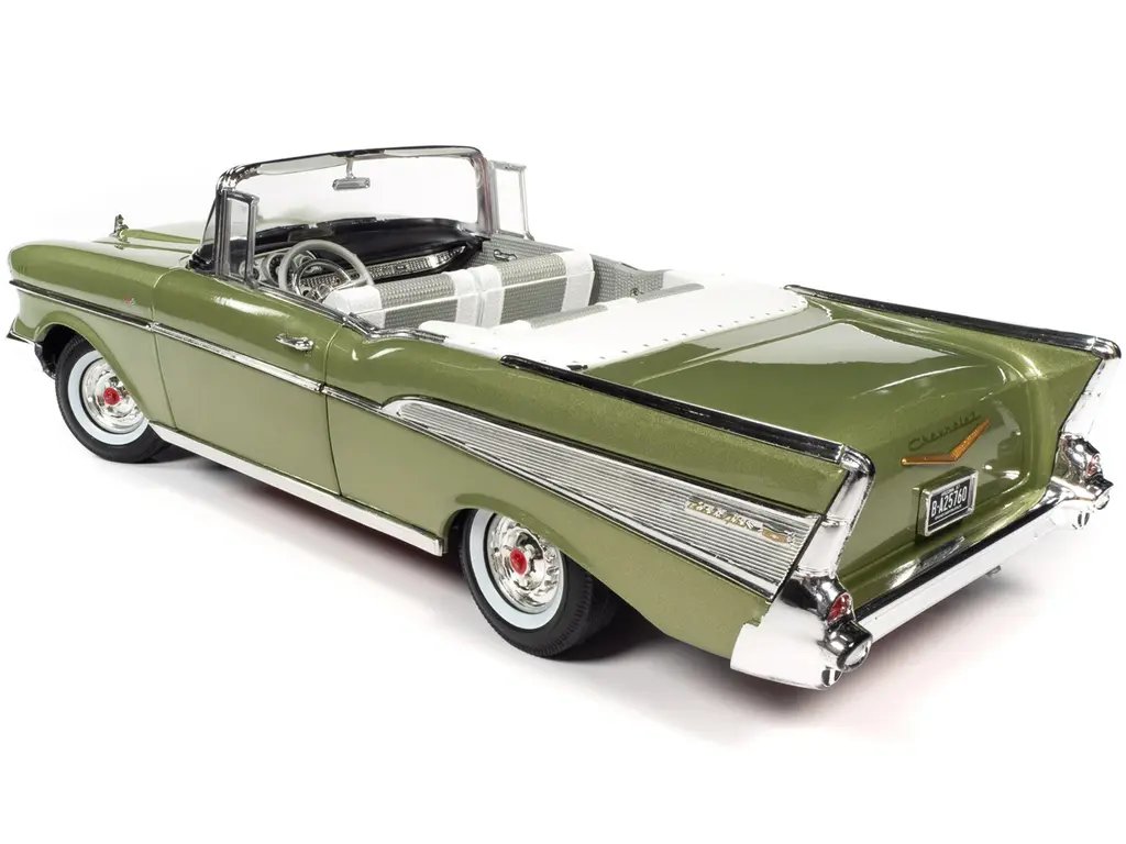 1957 Chevrolet Bel Air Convertible 1/18 Diecast Model Car – Laurel Green Metallic by Auto World
