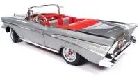 1957 Chevrolet Bel Air Convertible Diecast Model - Inca Silver Metallic, 1/18 Scale by Auto World