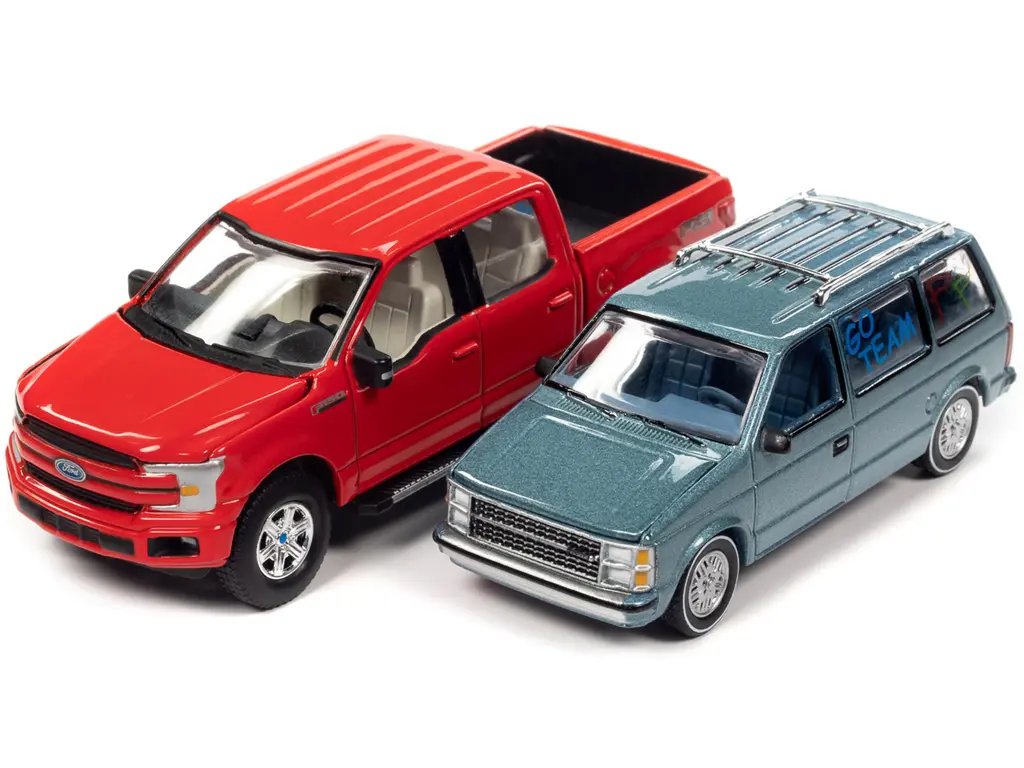 2018 Ford F-150 & 1984 Dodge Caravan Diecast Set – World’s Best Mom & Dad 1/64 Models by Auto World