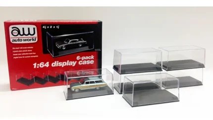 Premium 6-Pack Display Cases for 1/64 Scale Model Cars by Auto World