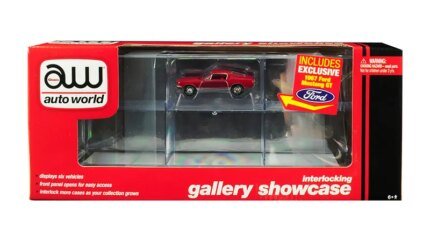 Showcase Your 1/64 Scale Models: 6-Car Interlocking Acrylic Display with 1967 Ford Mustang GT by Auto World