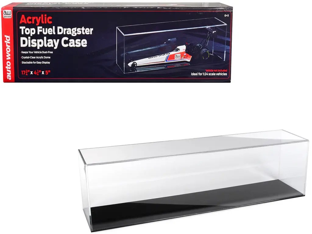 Premium Acrylic Display Case for 1/24 Scale Top Fuel Dragster Models by Auto World