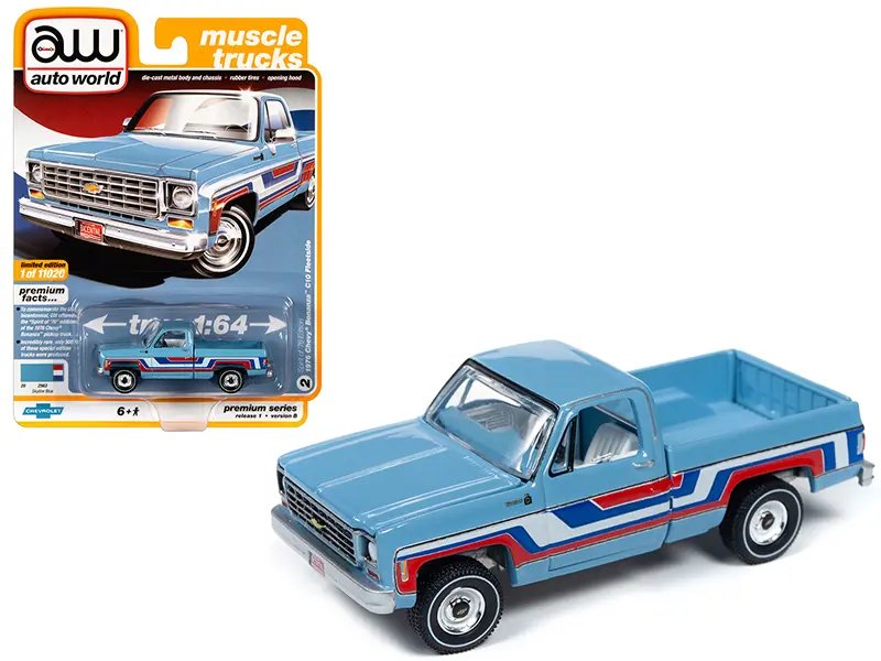 Limited Edition 1976 Chevrolet Bonanza C10 Bicentennial Diecast Model – 1/64 Muscle Truck by Auto World