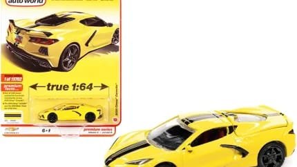 2020 Chevrolet Corvette C8 Stingray Accelerate Yellow 1/64 Diecast Model Car - Limited Edition by Auto World