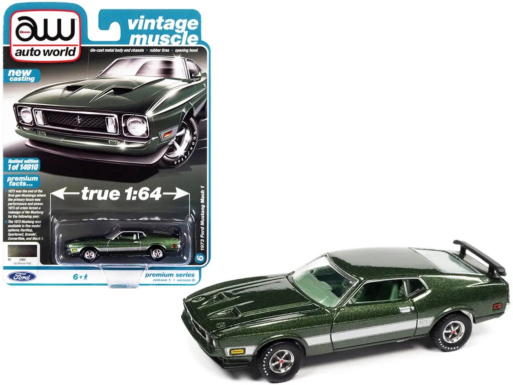 1973 Ford Mustang Mach 1 Ivy Bronze Metallic 1/64 Diecast Model – Limited Edition by Auto World
