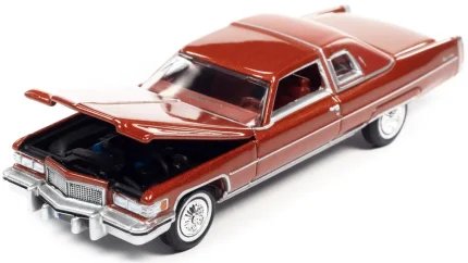 1975 Cadillac Coupe DeVille Firethorn Red 1/64 Diecast Model by Auto World - Limited Edition Luxury Cruiser