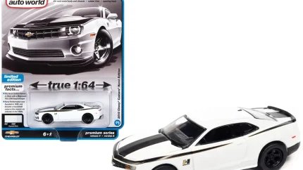 2010 Chevrolet Camaro Hurst Edition 1/64 Diecast Model - Summit White & Black Graphics by Auto World